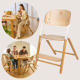 Scaun de masa multifunctional Celia, Lionelo, Din lemn de fag, 6 luni- adult, Reglabil pe inaltime, Spatar lat, Sezut ergonomic, Tavita silicon, Suport de picioare reglabil, Greutate maxima 90 Kg, Alb/Natural