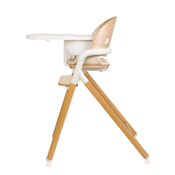 Scaun de masa multifunctional Celia, Lionelo, Din lemn de fag, 6 luni- adult, Reglabil pe inaltime, Spatar lat, Sezut ergonomic, Tavita silicon, Suport de picioare reglabil, Greutate maxima 90 Kg, Alb/Natural