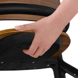 Scaun de masa multifunctional Celia, Lionelo, Din lemn de fag, 6 luni- adult, Reglabil pe inaltime, Husa impermeabila, Tavita silicon, Suport de picioare reglabil, Greutate maxima 90 Kg, Negru