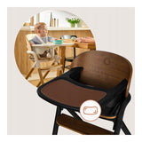 Scaun de masa multifunctional Celia, Lionelo, Din lemn de fag, 6 luni- adult, Reglabil pe inaltime, Husa impermeabila, Tavita silicon, Suport de picioare reglabil, Greutate maxima 90 Kg, Negru