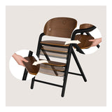 Scaun de masa multifunctional Celia, Lionelo, Din lemn de fag, 6 luni- adult, Reglabil pe inaltime, Husa impermeabila, Tavita silicon, Suport de picioare reglabil, Greutate maxima 90 Kg, Negru