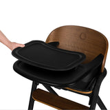 Scaun de masa multifunctional Celia, Lionelo, Din lemn de fag, 6 luni- adult, Reglabil pe inaltime, Husa impermeabila, Tavita silicon, Suport de picioare reglabil, Greutate maxima 90 Kg, Negru