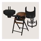 Scaun de masa multifunctional Celia, Lionelo, Din lemn de fag, 6 luni- adult, Reglabil pe inaltime, Husa impermeabila, Tavita silicon, Suport de picioare reglabil, Greutate maxima 90 Kg, Negru