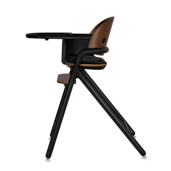 Scaun de masa multifunctional Celia, Lionelo, Din lemn de fag, 6 luni- adult, Reglabil pe inaltime, Husa impermeabila, Tavita silicon, Suport de picioare reglabil, Greutate maxima 90 Kg, Negru