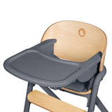 Scaun de masa multifunctional Celia, Lionelo, Din lemn de fag, 6 luni- adult, Reglabil pe inaltime, Spatar lat, Sezut ergonomic, Tavita silicon, Suport de picioare reglabil, Greutate maxima 90 Kg, Gri