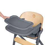 Scaun de masa multifunctional Celia, Lionelo, Din lemn de fag, 6 luni- adult, Reglabil pe inaltime, Spatar lat, Sezut ergonomic, Tavita silicon, Suport de picioare reglabil, Greutate maxima 90 Kg, Gri