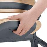 Scaun de masa multifunctional Celia, Lionelo, Din lemn de fag, 6 luni- adult, Reglabil pe inaltime, Spatar lat, Sezut ergonomic, Tavita silicon, Suport de picioare reglabil, Greutate maxima 90 Kg, Gri