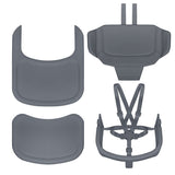 Scaun de masa multifunctional Celia, Lionelo, Din lemn de fag, 6 luni- adult, Reglabil pe inaltime, Spatar lat, Sezut ergonomic, Tavita silicon, Suport de picioare reglabil, Greutate maxima 90 Kg, Gri