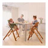 Scaun de masa multifunctional Megan, Lionelo, Din lemn de fag, 6 luni- adult, Reglabil pe inaltime, Husa impermeabila, Tavita silicon, Suport de picioare reglabil, Greutate maxima 110 Kg, Alb/Natur