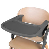 Scaun de masa multifunctional Megan, Lionelo, Din lemn de fag, 6 luni- adult, Reglabil pe inaltime, Husa impermeabila, Tavita silicon, Suport de picioare reglabil, Greutate maxima 110 Kg, Gri