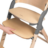 Scaun de masa multifunctional Megan, Lionelo, Din lemn de fag, 6 luni- adult, Reglabil pe inaltime, Husa impermeabila, Tavita silicon, Suport de picioare reglabil, Greutate maxima 110 Kg, Gri