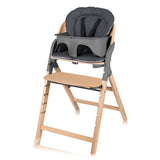 Scaun de masa multifunctional Megan, Lionelo, Din lemn de fag, 6 luni- adult, Reglabil pe inaltime, Husa impermeabila, Tavita silicon, Suport de picioare reglabil, Greutate maxima 110 Kg, Gri