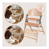 Scaun de masa multifunctional Megan, Lionelo, Din lemn de fag, 6 luni- adult, Reglabil pe inaltime, Husa impermeabila, Tavita silicon, Suport de picioare reglabil, Greutate maxima 110 Kg, Gri