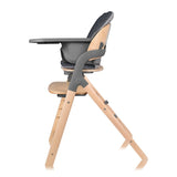 Scaun de masa multifunctional Megan, Lionelo, Din lemn de fag, 6 luni- adult, Reglabil pe inaltime, Husa impermeabila, Tavita silicon, Suport de picioare reglabil, Greutate maxima 110 Kg, Gri