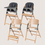 Scaun de masa multifunctional Megan, Lionelo, Din lemn de fag, 6 luni- adult, Reglabil pe inaltime, Husa impermeabila, Tavita silicon, Suport de picioare reglabil, Greutate maxima 110 Kg, Gri