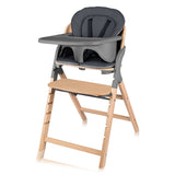 Scaun de masa multifunctional Megan, Lionelo, Din lemn de fag, 6 luni- adult, Reglabil pe inaltime, Husa impermeabila, Tavita silicon, Suport de picioare reglabil, Greutate maxima 110 Kg, Gri