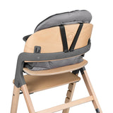 Scaun de masa multifunctional Megan, Lionelo, Din lemn de fag, 6 luni- adult, Reglabil pe inaltime, Husa impermeabila, Tavita silicon, Suport de picioare reglabil, Greutate maxima 110 Kg, Gri