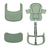 Scaun de masa multifunctional Megan, Lionelo, Din lemn de fag, 6 luni- adult, Reglabil pe inaltime, Husa impermeabila, Tavita silicon, Suport de picioare reglabil, Greutate maxima 110 Kg, Verde