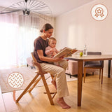 Scaun de masa multifunctional Megan, Lionelo, Din lemn de fag, 6 luni- adult, Reglabil pe inaltime, Husa impermeabila, Tavita silicon, Suport de picioare reglabil, Greutate maxima 110 Kg, Verde