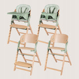 Scaun de masa multifunctional Megan, Lionelo, Din lemn de fag, 6 luni- adult, Reglabil pe inaltime, Husa impermeabila, Tavita silicon, Suport de picioare reglabil, Greutate maxima 110 Kg, Verde