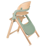 Scaun de masa multifunctional Megan, Lionelo, Din lemn de fag, 6 luni- adult, Reglabil pe inaltime, Husa impermeabila, Tavita silicon, Suport de picioare reglabil, Greutate maxima 110 Kg, Verde