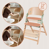 Scaun de masa multifunctional Megan, Lionelo, Din lemn de fag, 6 luni- adult, Reglabil pe inaltime, Husa impermeabila, Tavita silicon, Suport de picioare reglabil, Greutate maxima 110 Kg, Verde