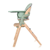 Scaun de masa multifunctional Megan, Lionelo, Din lemn de fag, 6 luni- adult, Reglabil pe inaltime, Husa impermeabila, Tavita silicon, Suport de picioare reglabil, Greutate maxima 110 Kg, Verde