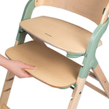 Scaun de masa multifunctional Megan, Lionelo, Din lemn de fag, 6 luni- adult, Reglabil pe inaltime, Husa impermeabila, Tavita silicon, Suport de picioare reglabil, Greutate maxima 110 Kg, Verde