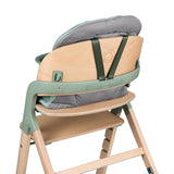 Scaun de masa multifunctional Megan, Lionelo, Din lemn de fag, 6 luni- adult, Reglabil pe inaltime, Husa impermeabila, Tavita silicon, Suport de picioare reglabil, Greutate maxima 110 Kg, Verde