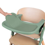 Scaun de masa multifunctional Megan, Lionelo, Din lemn de fag, 6 luni- adult, Reglabil pe inaltime, Husa impermeabila, Tavita silicon, Suport de picioare reglabil, Greutate maxima 110 Kg, Verde