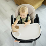Scaun de masa, Petite&Mars, Tasty, Multifunctional, Pana la 15 kg, Reglabil pe inaltime in 7 pozitii, Spatar reglabil pana la 175 grade, Suport picioare si tavita reglabile, Cu roti, Aluminiu, Jasmine Honey