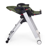 Scaun de masa, Petite&Mars, Tasty, Multifunctional, Pana la 15 kg, Reglabil pe inaltime in 7 pozitii, Spatar reglabil pana la 175 grade, Suport picioare si tavita reglabile, Cu roti, Aluminiu, Mature Olive