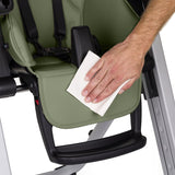 Scaun de masa, Petite&Mars, Tasty, Multifunctional, Pana la 15 kg, Reglabil pe inaltime in 7 pozitii, Spatar reglabil pana la 175 grade, Suport picioare si tavita reglabile, Cu roti, Aluminiu, Mature Olive