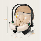 Scoica auto, Lionelo, i-Size Astrid, Include baza Isofix, 0-13 Kg, 40-87 cm, Cu maner si capotina reglabile, Cu protectie laterala avansata, Salteluta confortabila, Testat ADAC, Conform cu R129, Bej