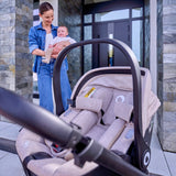 Scoica auto, Lionelo, Moxie, i-Size, 40-87 cm, Tetiera reglabila, intarita cu spuma de memorie, Carcasa ventilata, Din bambus, Protectie avansata, Conform cu R129, Bej