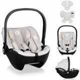 Scoica auto, Lionelo, Moxie, i-Size, 40-87 cm, Tetiera reglabila, intarita cu spuma de memorie, Carcasa ventilata, Din bambus, Protectie avansata, Conform cu R129, Bej