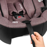 Scoica auto, Lionelo, Moxie, i-Size, Include baza rotativa 360 cu picior de fixare, 40-87 cm, Tetiera reglabila, intarita cu spuma de memorie, Carcasa ventilata, Din bambus, Protectie avansata, Conform R129, Mov