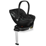 Scoica auto, Lionelo, Moxie, i-Size, Include baza rotativa 360 cu picior de fixare, 40-87 cm, Tetiera reglabila, intarita cu spuma de memorie, Carcasa ventilata, Din bambus, Protectie avansata, Conform R129, Negru