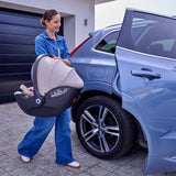 Scoica auto, Lionelo, Moxie, i-Size, Include baza rotativa 360 cu picior de fixare, 40-87 cm, Tetiera reglabila, intarita cu spuma de memorie, Carcasa ventilata, Din bambus, Protectie avansata, Conform R129, Mov