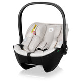 Scoica auto, Lionelo, Moxie, i-Size, Include baza rotativa 360 cu picior de fixare, 40-87 cm, Tetiera reglabila, intarita cu spuma de memorie, Carcasa ventilata, Din bambus, Protectie avansata, Conform R129, Bej