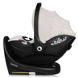 Scoica auto, Lionelo, Moxie, i-Size, Include baza rotativa 360 cu picior de fixare, 40-87 cm, Tetiera reglabila, intarita cu spuma de memorie, Carcasa ventilata, Din bambus, Protectie avansata, Conform R129, Bej