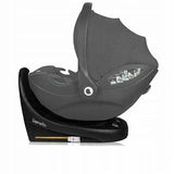 Scoica auto, Lionelo, Moxie, i-Size, Include baza rotativa 360 cu picior de fixare, 40-87 cm, Tetiera reglabila, intarita cu spuma de memorie, Carcasa ventilata, Din bambus, Protectie avansata, Conform R129, Mov