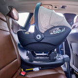 Scoica auto, Lionelo, Moxie, i-Size, Include baza rotativa 360 cu picior de fixare, 40-87 cm, Tetiera reglabila, intarita cu spuma de memorie, Carcasa ventilata, Din bambus, Protectie avansata, Conform R129, Negru