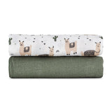 Set 2 scutece, Petite&Mars, Misty, Din muselina de bambus, Hipoalergenice, Dimensiuni mari, 120 x 120 cm, Certificate Oeko Tex Standard 100, Lama Vibes