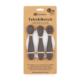 Set 3 lingurite, Petite&Mars, Take&Match, Din silicon, Diverse forme, Pentru supa, paste, alimente usoare, Dezvolta simturile si abilitatile senzoriale, Adecvate pentru masina de spalat vase, Fara BPA, 6 luni+, Bitter Cocoa, Maro