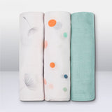 Set 3 museline, Lionelo, Dot, Multifunctionale, Din bambus, Ideale pentru infasat, Cu proprietati antibacteriene, antifungice si antialergice, Lavabile la masina de spalat, 70x70 cm, Multicolor