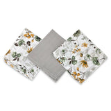 Set 3 museline, MimiNu, Multifunctionale, Din bumbac certificat Oeko Tex Standard 100, 30x30 cm, Botanica si Grey