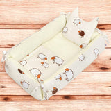 Set 3 piese, New Baby, Baby Nest multifunctional, Cu paturica si pernuta cu urechi, Sheep Beige