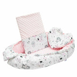 Set 3 piese, New Baby, Luxury, Baby Nest cu doua fete, Cu paturica si pernuta in forma de inima, Minky Bears Pink