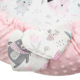 Set 3 piese, New Baby, Luxury, Baby Nest cu doua fete, Cu paturica si pernuta in forma de inima, Minky Bears Pink